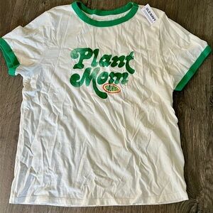 Old Navy “Plant Mom” Graphic Ringer Tee White/Green Women’s Medium NWT med M​